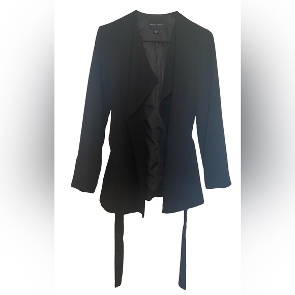Black Women's Tie-front Wrap Jacket - Picture 1 of 7